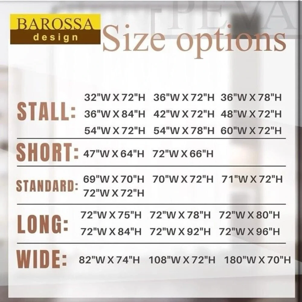 Barossa Design RV Shower Curtain Liner with 3 Magnets - 47